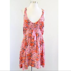 Free People Washed Up Floral Tassel Mini Dress